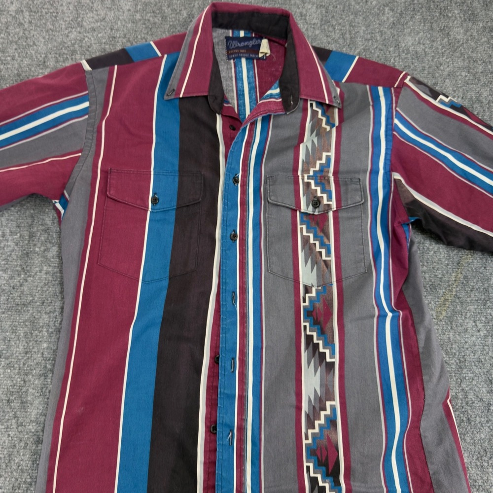 Wrangler Vintage Southwestern Striped Short Sleeve Shirt Multicolor Size M - Picture 1 of 12
